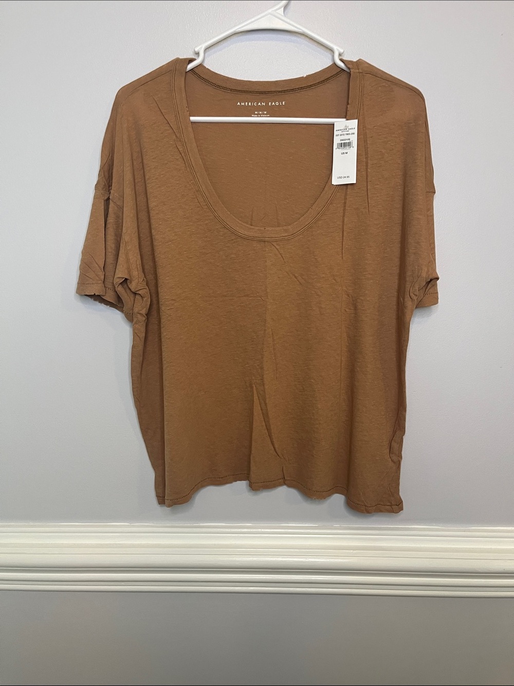 American Eagle Outfitters Short Sleeve Scoop Neck Tee - Rust Brown